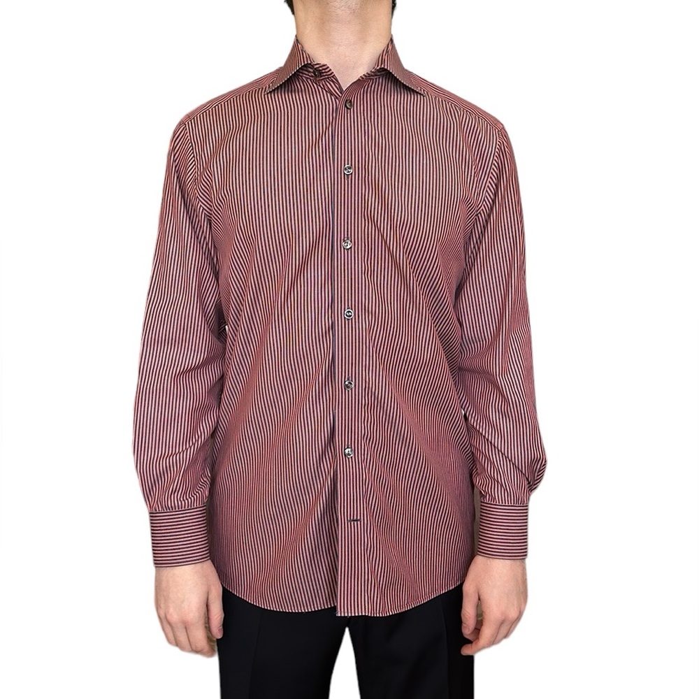 ETON Men's Red Blue Stripe Dress Shirt size 40 Neck 15 3/4